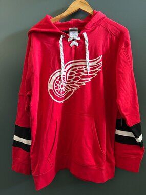 NWT NHL Detroit Red Wings Men's Large Long Sleeve Hoodie Sweatshirt with Lace -